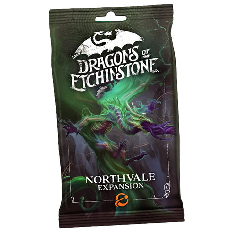 Blister pack packaging of Dragons of Etchinstone Northvale Expansion with fantasy design on a dark background.